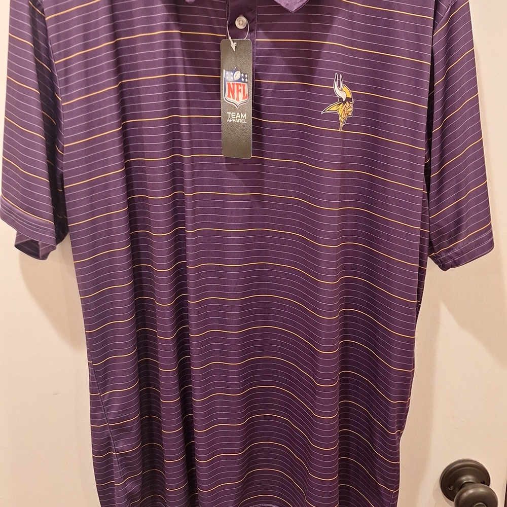 NFL Minnesota Vikings Purple Polo with Yellow & White Stripes